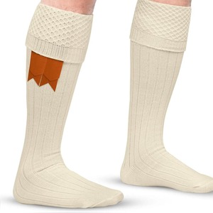 <b>Knee</b> <b>High</b> Cream Wool <b>Socks</b> for Scottish Kilt Highland Dress Parade Use Made in Pakistan - Product Image 5