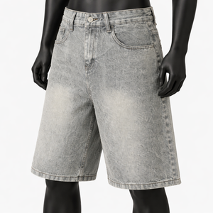 Pantalones Cortos de Mezclilla Lavada Premium para Hombre, Estilo Casual Oversize, Ropa de Marca Privada - Product Image 3