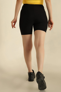 High <b>Waisted</b> Women's Biker Shorts - Slim Fit Stretchy Yoga Shorts <b>with</b> Decorative Zippers and Buttons - Product Image 5
