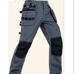 Mens Black <b>Cargo</b> Workwear Pants Plus Size Multi Pocket Breathable Cotton <b>Work</b> Uniform Durable Knee Pads Customizable Colors - Product Image 1