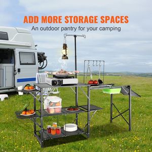 "Aluminum <b>Foldable</b> <b>Camping</b> <b>Table</b> with 3 Side <b>Tables</b> & Carry Bag" - Product Image 2