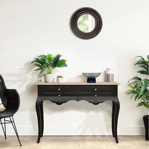 Mesa de consola de madera antigua clásica tradicional para comedor, decoración del hogar, escritorio de pasillo con acento artístico con consola de cajón - Product Image 6