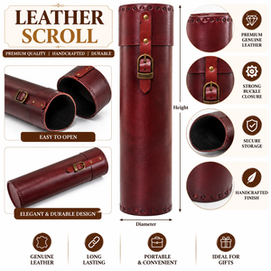Genuine Leather Scroll Holder with Buckle Closure Handmade Leather Storage Case for <b>Documents</b> Crafts and Gifts - Product Image 6
