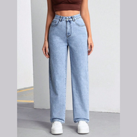 Jean en denim décontracté grande taille pour femme, qualité export premium, marché USA/UK, coupe large délavée, taille ample, écologique
