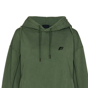 Sweat à capuche décontracté vert délavé pour homme, à manches longues, avec cordon de serrage, poche et poignets côtelés, logo personnalisé - Product Image 5