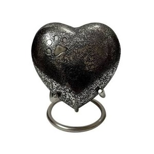 Black Heart Shaped Cremation Urn with Metal Stand for <b>Pet</b> <b>Ashes</b> Custom Design Classic <b>Keepsake</b> Heart Urn - Product Image 1