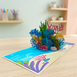<b>Sharks</b> Pop up Card Handmade Paper Craft Home Decoration Vietnam Birthday Gifts Best Seller Custom Design - Product Image 2