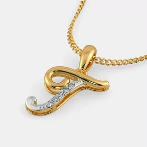Luxury gold diamond pendant for women fine jewelry for wedding party anniversary gift with elegant J look and lightweight feel - Product Image 2