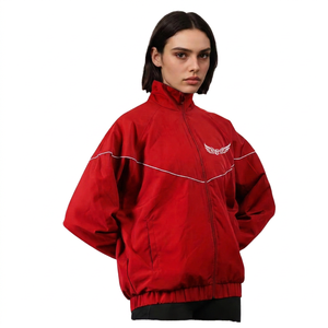 Veste unisexe violette avec logo brodé, col montant, fermeture éclair, style sportif, vêtement d'automne - Product Image 3