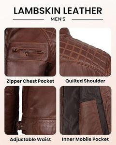Blouson universitaire chaud pour homme, col décontracté, fermeture éclair, épais, avec empiècements en cuir et patchwork, rembourré, coupe-vent, teint uni - Product Image 2