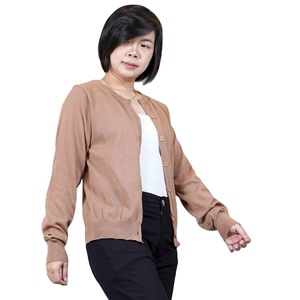 Cárdigan de punto Sandra con cuello redondo cómodo, ropa informal de verano transpirable de Material Premium, versátil para cualquier ocasión - Product Image 1