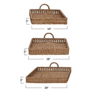 Lot de 3 plateaux décoratifs tissés Plateau de service en osier - Product Image 2