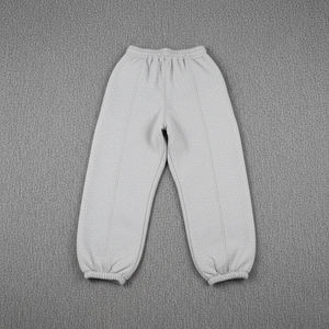 Pantalon de survêtement gris en coton pour homme, taille élastique avec cordon de serrage, imprimé lettres sur la jambe droite, poids moyen, idéal pour l'automne - Product Image 2