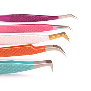 Pinzas de extensión de pestañas de alta calidad punta recubierta de polvo plasma diseño personalizado pinzas de acero inoxidable - Product Image 2