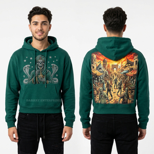 Sweat à capuche streetwear orange personnalisé pour homme, imprimé graphique zombie aztèque antique, délavage vintage, coupe oversize épaisse, fournisseur - Product Image 2