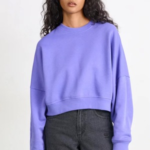 Sweat-shirt pour femme, sweat-shirt à col rond en double tricot chaud et léger pour la saison hivernale, tenues décontractées avec logo sur le devant - Product Image 4