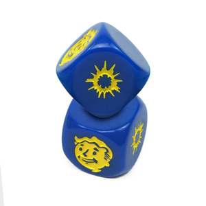 Dés en résine bleue avec visage de Vault Boy et motif symbole atomique pour les fans de Fallout – Dés de jeu de collection - Product Image 3