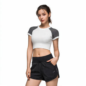 Camisetas Deportivas de Punto de Poliéster/Algodón para Mujer, de Secado Rápido, Transpirables, con Logotipo Frontal, para Verano - Product Image 1