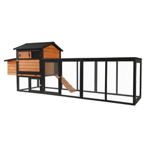 Gallinero de madera impermeable marrón y negro, grande, para exterior, con corral, nido y jaula para conejos y animales. - Product Image 6