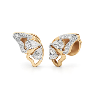 Boucles d'oreilles clous papillon en or 18 carats avec diamant taille poire, bijoux de luxe pour femme, pour mariage - Product Image 1