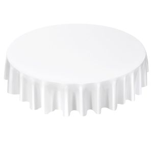 Tovaglie bianche da 90 pollici di diametro, confezione da 10, resistenti alle macchie e alle pieghe, lavabili in lavatrice, in poliestere. - Product Image 1