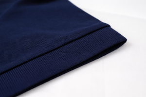 Men's <b>Navy</b> <b>Blue</b> Short Sleeve Knitted Cotton for <b>Shirt</b> with Red Embroidered Print Logo Front Casual Style Anti-Wrinkle - Product Image 4
