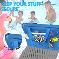 Grand sac de plage en maille personnalisé avec poches pour la piscine, les vacances, le shopping, les sorties en famille et les sports de plein air