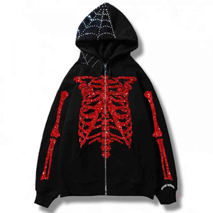 Sweat à capuche pour homme orné de strass et de cristaux, style streetwear brillant, décontracté, pour l'hiver et le quotidien - Product Image 5