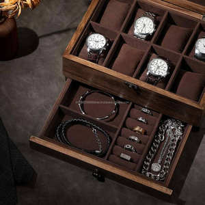 Boîte de montre en bois double de luxe de haute qualité vente d'usine cadeau en bois gravé à la main et étui à bijoux boîte de montre avec coussins - Product Image 3