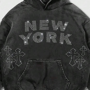 Sudadera con Capucha Unisex de Corte Regular con Logotipo Frontal, Algodón Ecológico con Lavado Ácido, Ropa Urbana de Otoño con Bolsillo - Product Image 3