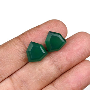 Ónix Verde Natural, Forma Hexagonal, Corte Escalonado, Alto Brillo, 12mm, Cabujón de Piedra Preciosa Suelta con Reverso Plano para Fabricación de Joyas, Colgantes y Pendientes - Product Image 5