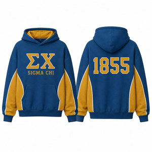Sweat à capuche en molleton bleu or Sigma Chi pour homme, décontracté, à manches raglan, avec poche, coupe classique, pour l'automne - Product Image 1