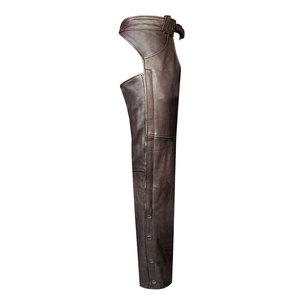 Chaps d'équitation western professionnels pour hommes, fabriqués en cuir de vachette véritable, construction robuste, finition vieillie, personnalisables OEM - Product Image 1