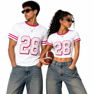 Cropped American Football Jersey Contrast Sleeve Teamwear Custom Mesh Uniform OEM Private Branding Supplier - Product Image 4
