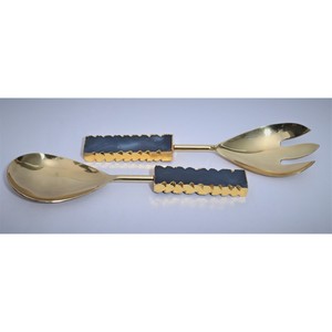 Hot Selling Customizable Gold Salad Servers <b>Set</b> With Blue Agate Resin Handles Metal Salad <b>Tools</b> - Product Image 1