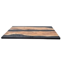 Table à manger pliable en bois massif Akku Arts, design moderne et luxueux, finition époxy noire, meubles pour la maison et l'appartement