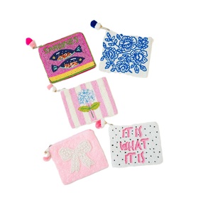 Monedero de cuentas de semillas lindo, hecho a mano, de diseño, bolsa de regalo personalizada, soporte para monedas bordado con cuentas de semillas, bolsa con cremallera - Product Image 6