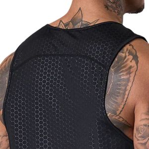 Débardeur d'entraînement noir sans manches pour homme, imprimé géométrique, séchage rapide, col rond, pour la gym et le sport - Product Image 4