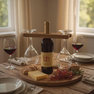 Wooden Wine Bottle And Glass Holder Rack Perfect For Dining <b>Table</b> And Romantic Dinner Party Display Wholesale From India - Product Image 5