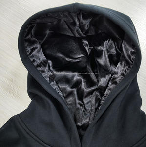 Sudadera con Capucha forrada de satén bordada personalizada Forros de seda interior teñidos lisos Sudadera con capucha en blanco de invierno - Product Image 3