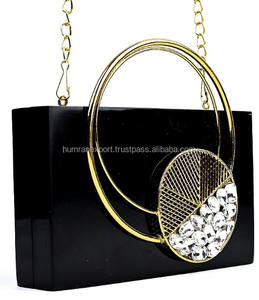 Pochette en résine de couleur noire avec poignée tendance femmes sac à main dames embrayages sac à main sac à main - Product Image 3