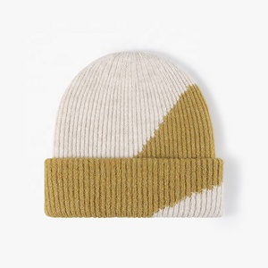Gorros de moda para hombre y mujer, gorro de cubo cálido para otoño e invierno, gorros acanalados a cuadros, gorro de punto con puños forrado de estilo coreano - Product Image 4