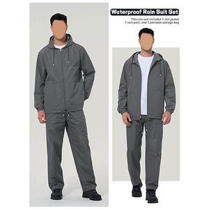 Custom Outdoor Waterproof Hooded <b>Packable</b> Bomber Windbreaker Set Breathable Lightweight <b>Jacket</b> and Pants for Sports and Travel - Product Image 3