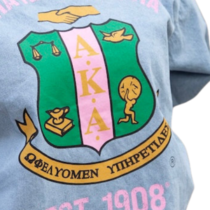 Custom Light Blue Women's Embroidered T Shirts with Green Crest Design <b>Pink</b> Lettering Short Sleeve Crew Neck Casual Fashion <b>Tops</b> - Product Image 6