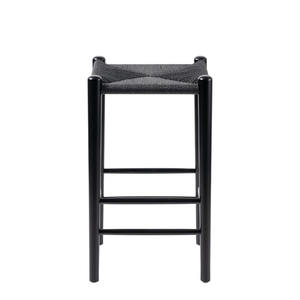 Tabouret de bar en bois de teck massif durable avec assise en papier tressé pour l'intérieur et l'extérieur, idéal pour l'ameublement commercial, avec un matériau résistant et durable. - Product Image 4