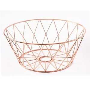 Nordic Rose Gold Rectangular <b>Wire</b> <b>Basket</b> with Label Holder Metal Grid Organizer for Pantry Cabinet Office Shelf Storage Bin - Product Image 2