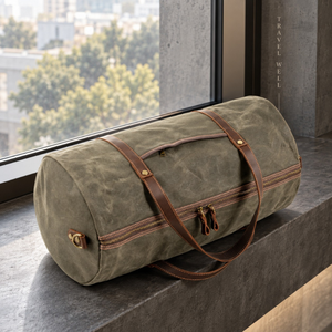 Rugged Oil Waxed Canvas Duffel <b>Travel</b> <b>Bag</b> with Carry Handles | Large Capacity Weekender Luggage <b>Bag</b> with Durable Zipper Closure - Product Image 2