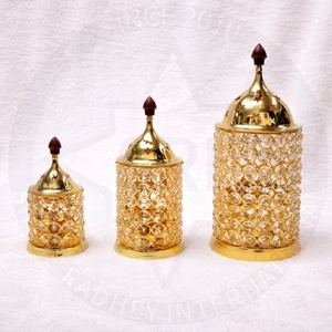 Pot en laiton antique avec cristal, forme géométrique, motif paon, fait main, récipient de rangement décoratif avec couvercle, décoration de luxe pour la maison - Product Image 2