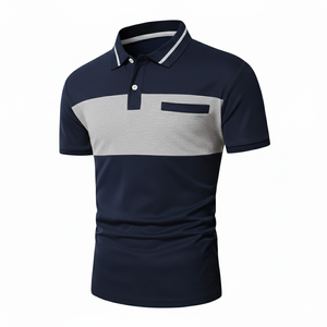 Camisas de Manga Corta de Punto Bordadas Sólidas de Estilo Italiano para Hombre, Ajuste Delgado, Algodón Orgánico Sostenible, Ecológicas, de Secado Rápido - Product Image 2