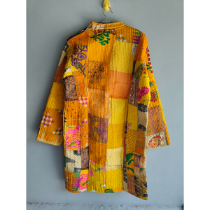 Veste kimono matelassée patchwork pour femme, manches longues, col en V, style robe tissée, pour le printemps et l'automne, cadeau pour elle - Product Image 6